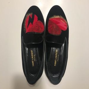 Saint Laurent 2017 smoking hearts velvet loafer 37